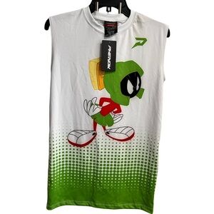 Men's White and Green Tank Top